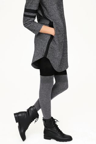 Grey Over The Knee Sock Tights